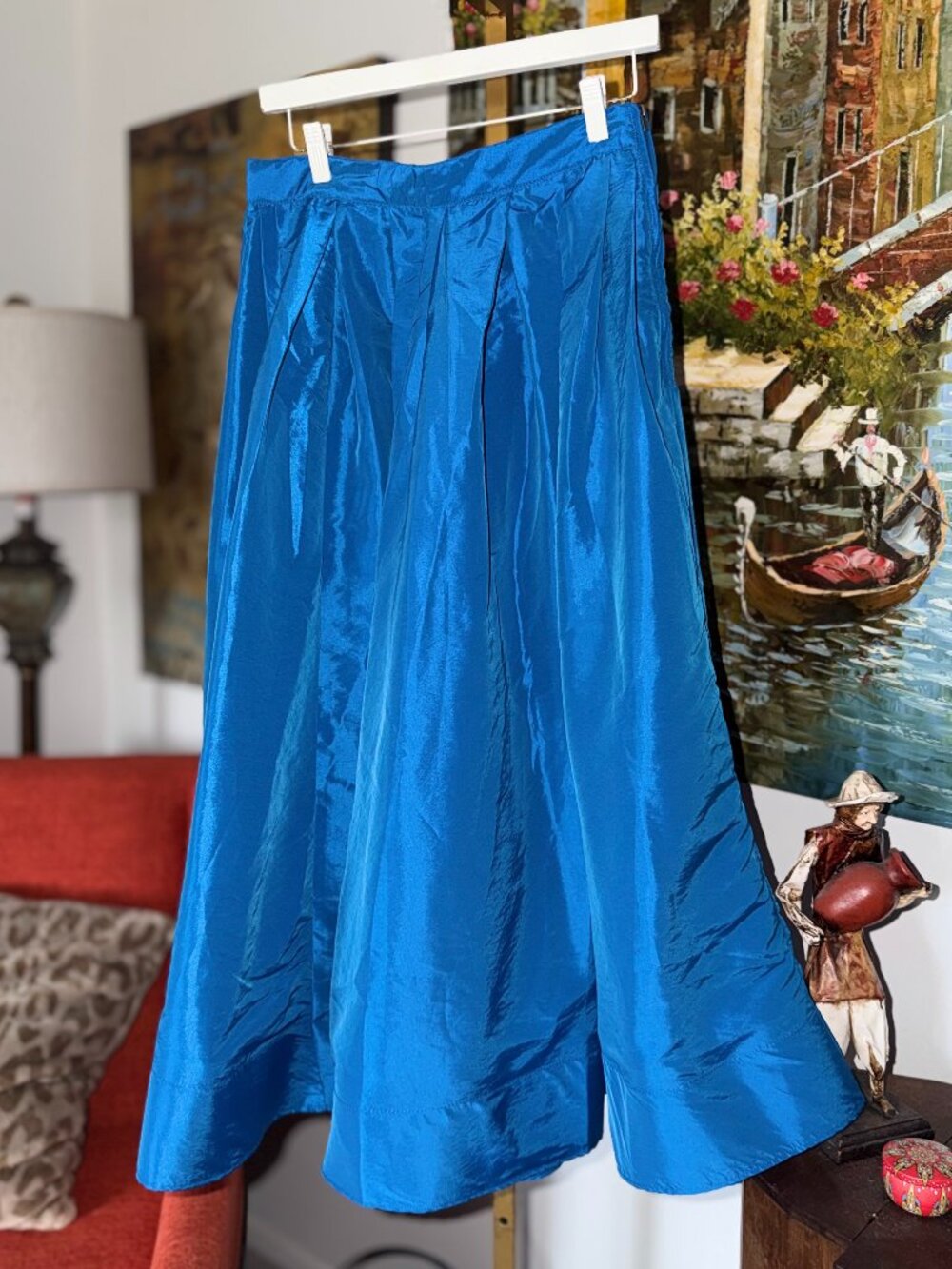 Free People Royal Blue Taffeta Cocktail Party Holidays Pleated Skirt S